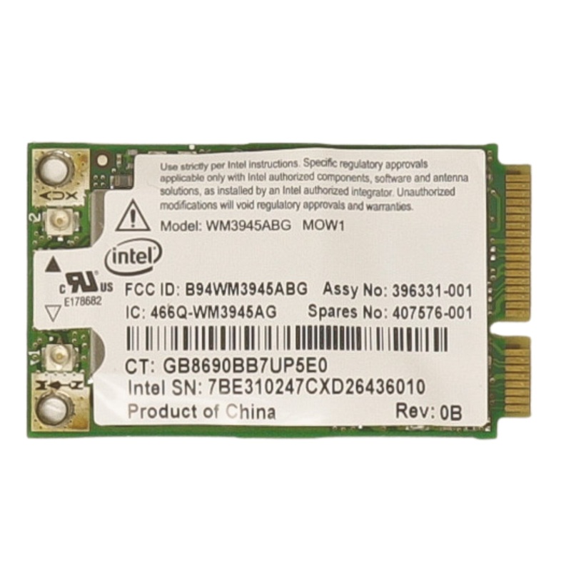 HP Mini Pci 802.11A/B/G Gl Embedded Wireless Lan (Wlan) Card With Bluetooth (Broadcom Most-Of-World 1) Refurbished 452063-001
