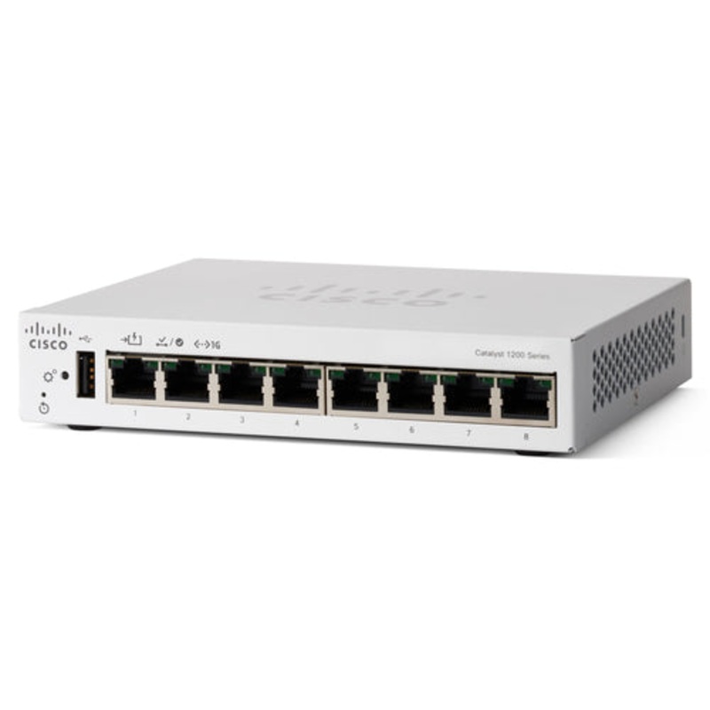 Cisco Catalyst 1200-8T-D Smart Switch, 8 Port GE, Ext PS, Desktop, Limited Lifetime Protection (C1200-8T-D)