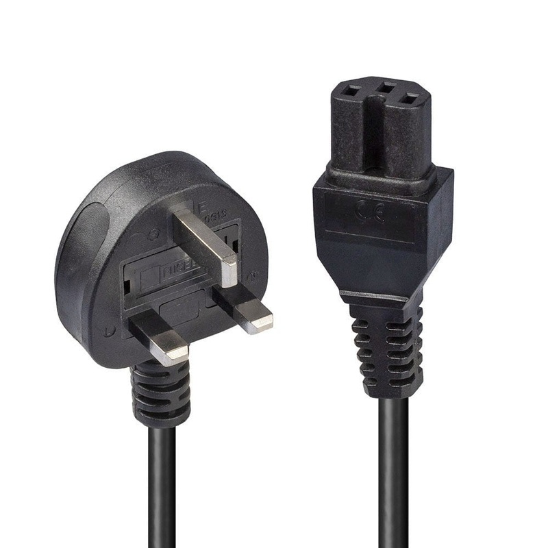 Lindy 2m Mains UK 3 Pin Plug to Hot Conditioned IEC C15 Power Cable  Kettle Lead
