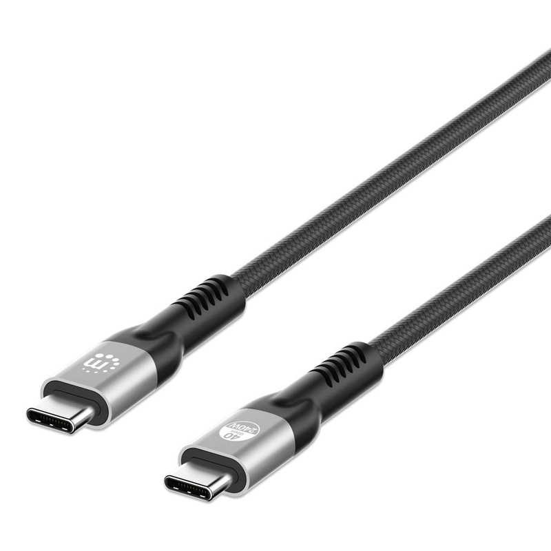 Manhattan USB-C Male to USB-C Male, 2 m (7 ft.), USB4 Gen 3x2, 8K@60Hz Single-Display / 4K@60Hz Dual-Display, Thunderbolt 4 Compatible, Power Delivery 3.1 Backward Compatible with 140/100/65 W, Black
