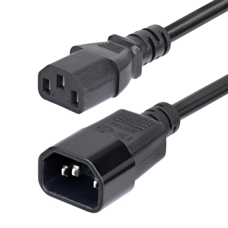 StarTech.com 4.5m (15ft) Power Extension Cord, C14 to C13 PDU Power Cord, 15A 250V, 14AWG, AC Power Cable for PDU/Power Supply, KEMA-KEUR Certified