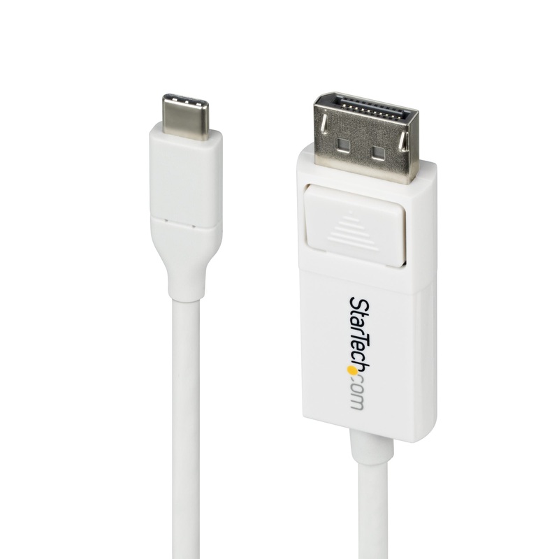 StarTech.com 6.6ft (2m) USB-C to DisplayPort 1.2 Cable 4K 60Hz, Bidirectional DP to USB-C / USB-C to DP Reversible Adapter Cable, Thunderbolt Compatible, White