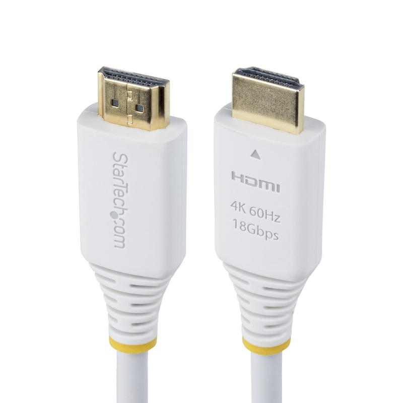 StarTech.com 6ft (1.8m) Premium Certified High Speed HDMI Cable, 4K 60Hz/1440p 144Hz, HDR10/HDCP 2.2/ARC, 18Gbps, UHD HDMI 2.0 Cord for TV/Monitor/Display, TPE Jacket, White