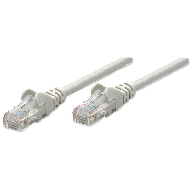 Intellinet Network Patch Cable, Cat5e, 1m, Grey, CCA, U/UTP, PVC, RJ45, Gold Plated Contacts, Snagless, Booted, Lifetime Warranty, Polybag