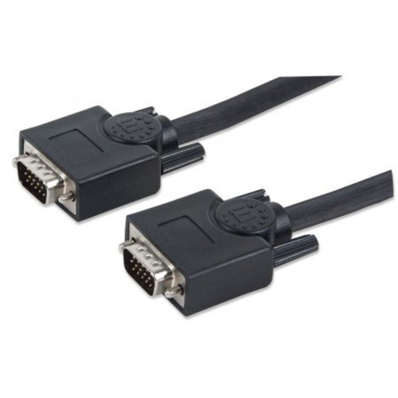 Manhattan VGA Monitor Cable, 30m, Black, Male to Male, HD15, Cable of higher SVGA Specification (fully compatible), Fully Shielded, Lifetime Warranty, Polybag