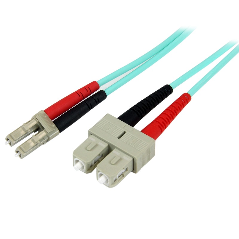 StarTech.com 2m (6ft) LC/UPC to SC/UPC OM3 Multimode Fiber Optic Cable, Full Duplex 50/125m Zipcord Fiber Cable, 100G, Low Insertion Loss, LSZH Fiber Jumper Cord