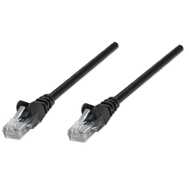 Intellinet Network Patch Cable, Cat5e, 2m, Black, CCA, U/UTP, PVC, RJ45, Gold Plated Contacts, Snagless, Booted, Lifetime Warranty, Polybag
