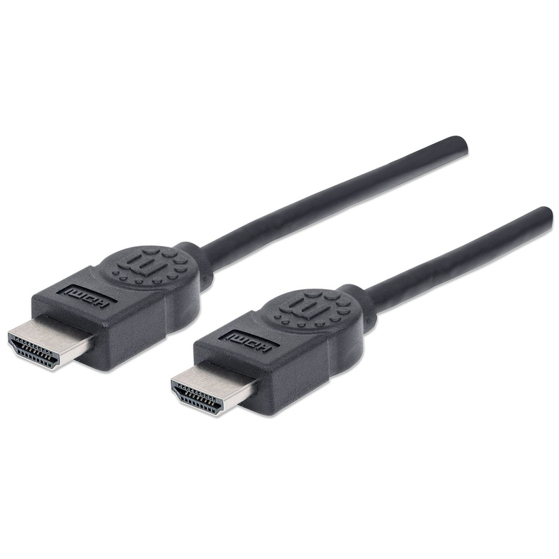 Manhattan HDMI Cable, 4K@30Hz (High Speed), 1.8m, Male to Male, Black, Equivalent to HDMM6, Ultra HD 4k x 2k, Fully Shielded, Gold Plated Contacts, Lifetime Warranty, Polybag