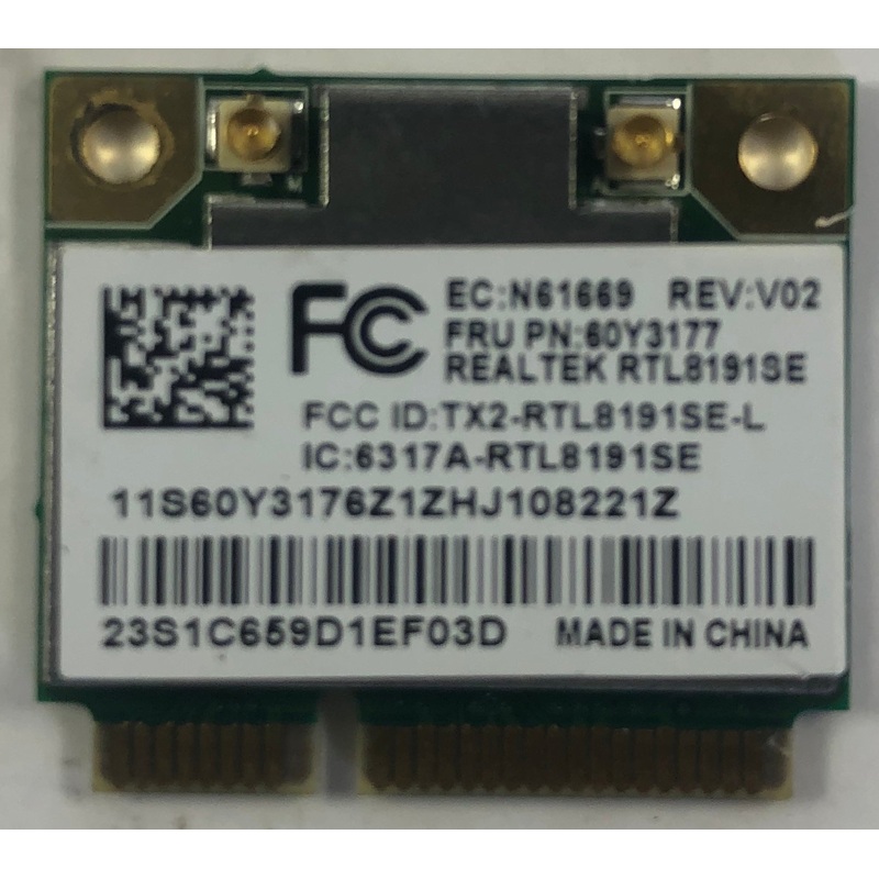 Lenovo ThinkPad T410 Laptop RTL8191SE Half Mini PCI-E Wireless Card- 60Y3177
